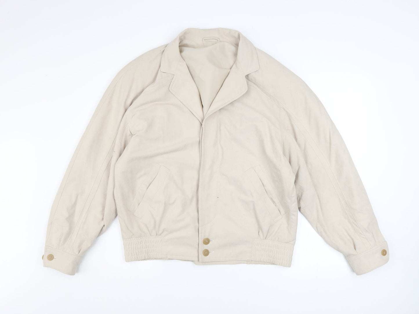 Austin Reed Men’s Beige Polyester Bomber Jacket Size 40R Vintage