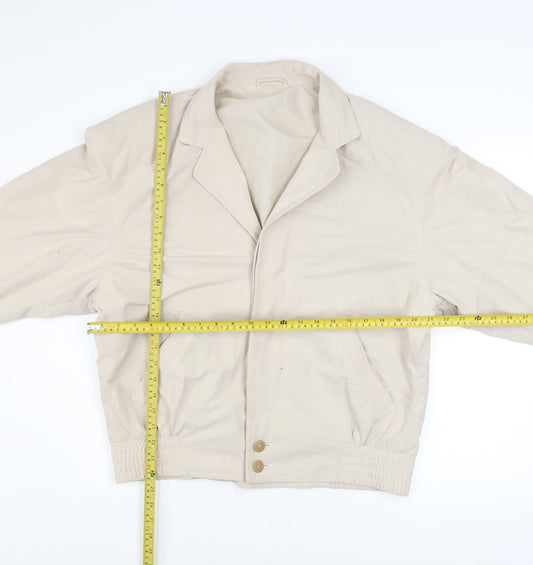 Austin Reed Men’s Beige Polyester Bomber Jacket Size 40R Vintage