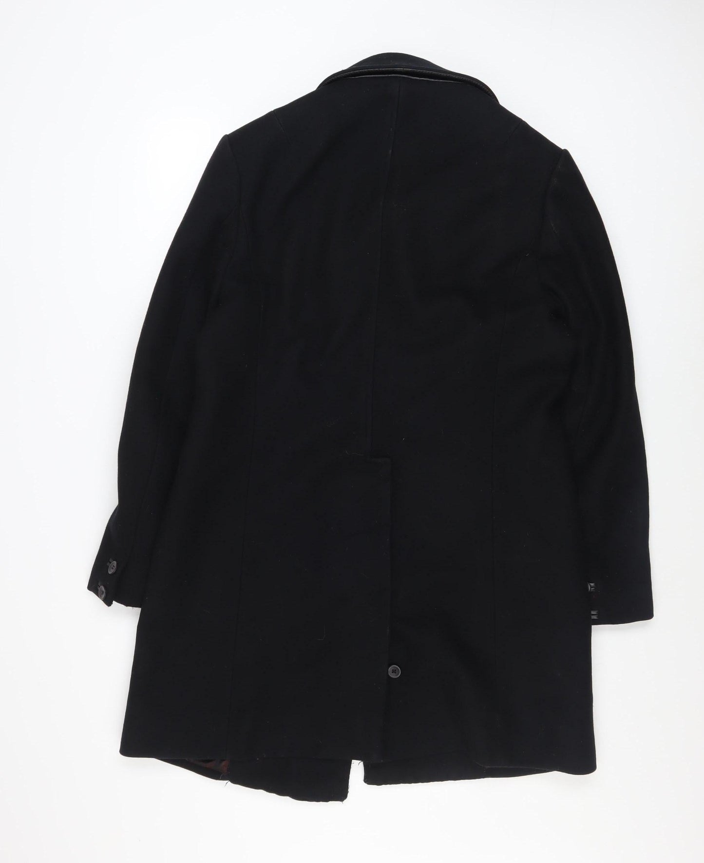Zara Men's Black Wool Blend Overcoat in Size M Classic Style