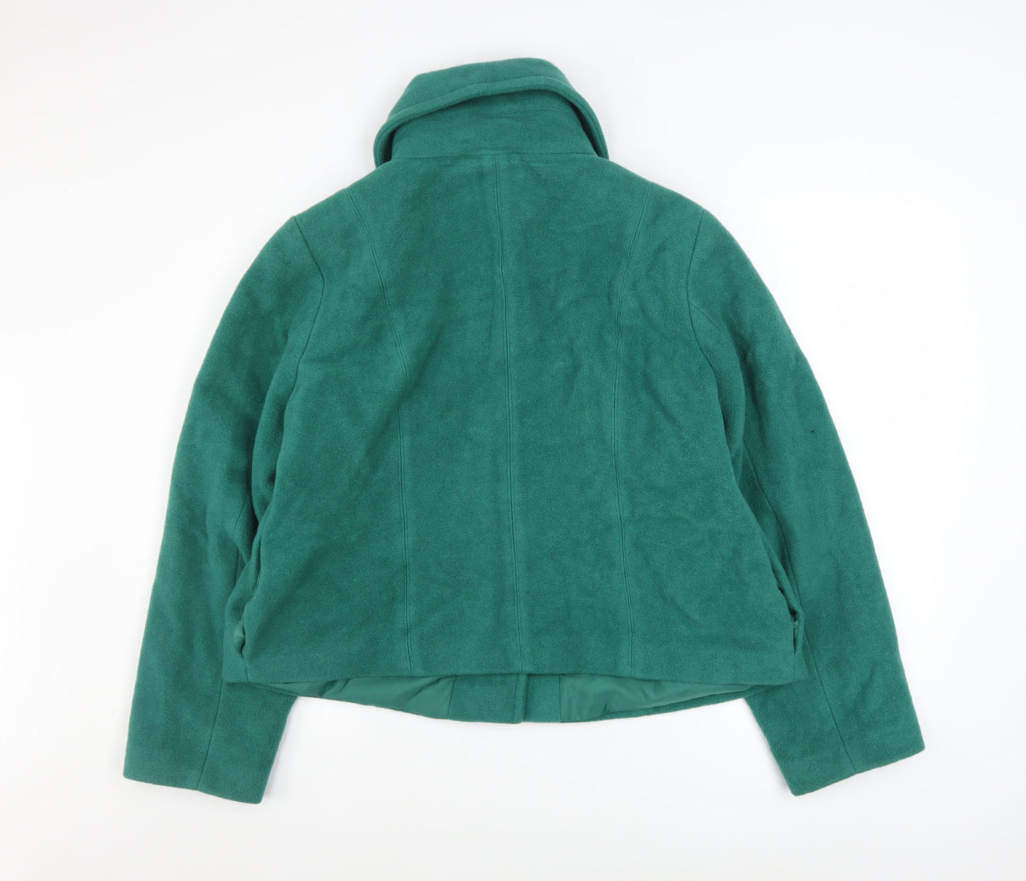 Marks and Spencer Women's Green Wool Blend Short Overcoat Size 18