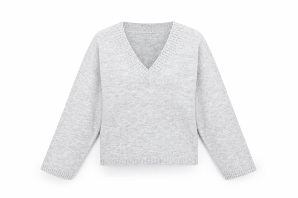 H&M Divided Women’s Grey V-Neck Knit Jumper Size S