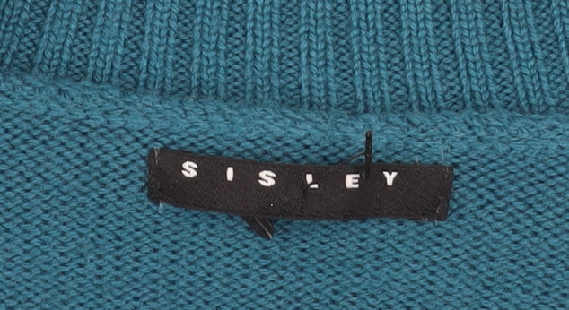Sisley Women's Blue Knit Long Sleeve Cardigan L