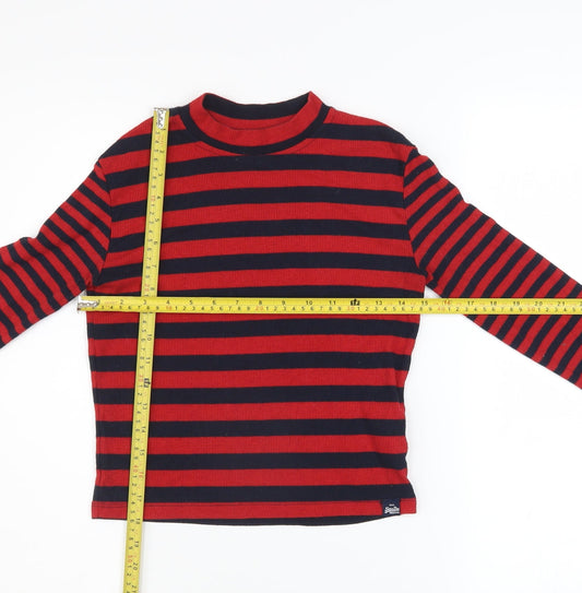 Superdry Women’s Red Striped Long Sleeve Cropped T-Shirt Size S