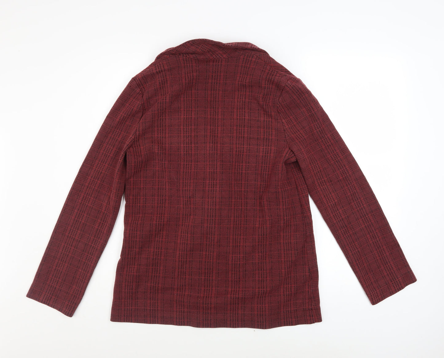 Topshop Women Red Check Cotton Blend Blazer UK 10 Classic Style
