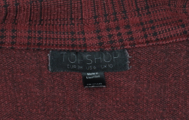 Topshop Women Red Check Cotton Blend Blazer UK 10 Classic Style
