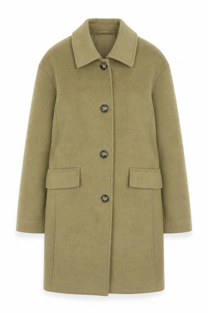 Marks & Spencer Women’s Beige Wool Blend Mid-Length Coat Size 8
