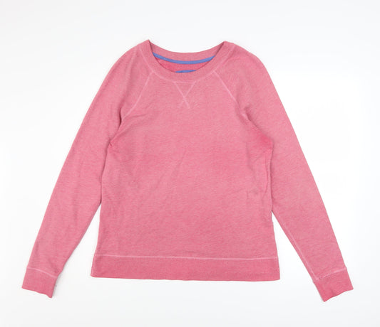 Boden Womens Pink Crew Neck Long Sleeve Cotton Blend Sweatshirt UK 10