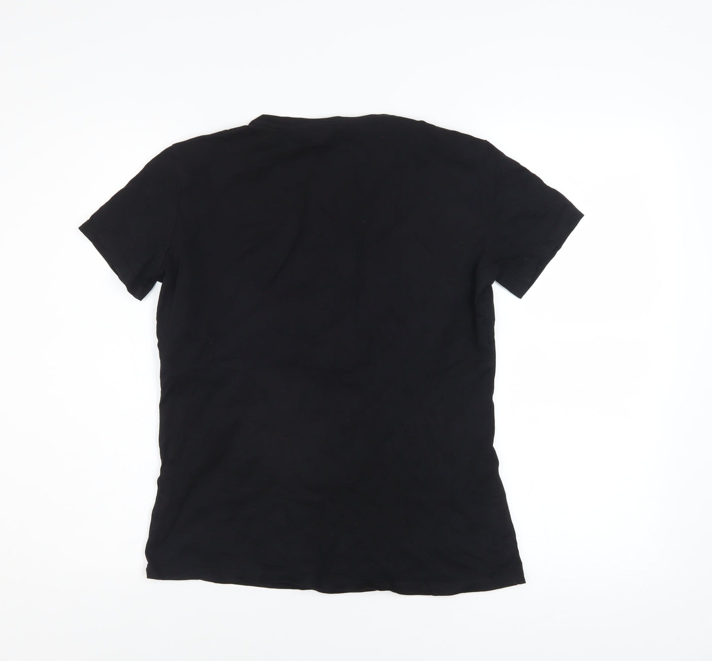 Guess Womens Black Beaded Logo Short Sleeve Cotton T-Shirt Size L