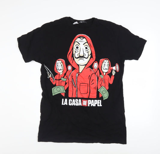 FB Sister La Casa De Papel Black Graphic Print Men's L T-Shirt