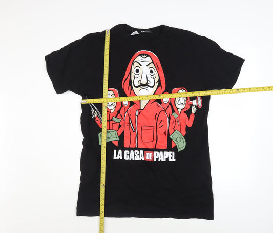 FB Sister La Casa De Papel Black Graphic Print Men's L T-Shirt