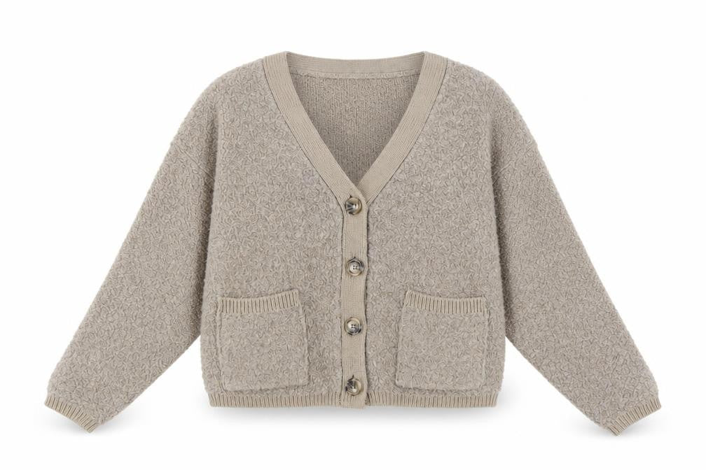 Marks and Spencer Women Beige L V-Neck Button Knit Cardigan Jumper