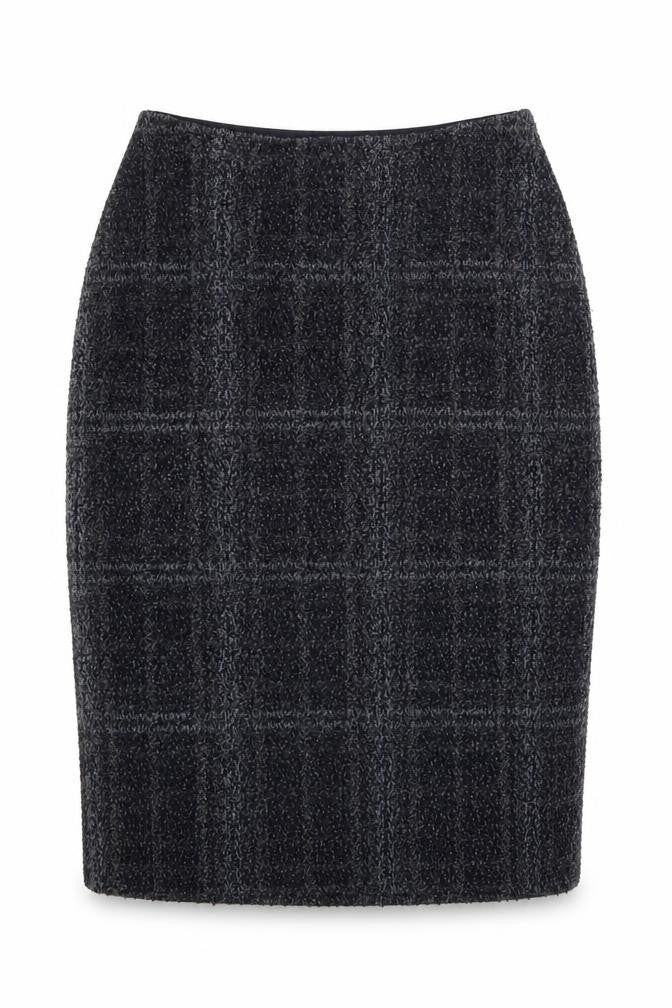Marks and Spencer Women Blue Check Straight Pencil Midi Skirt Size 14