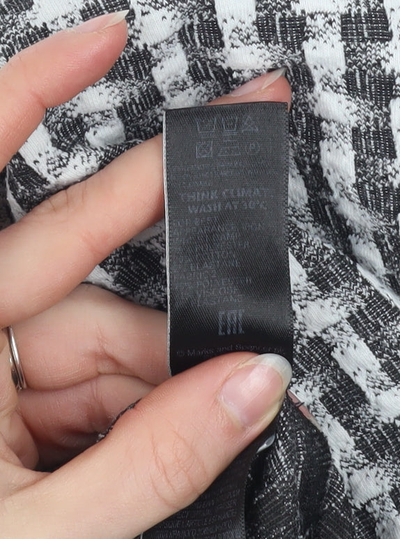 Marks and Spencer Women's Black Check Tweed Blazer Size 14