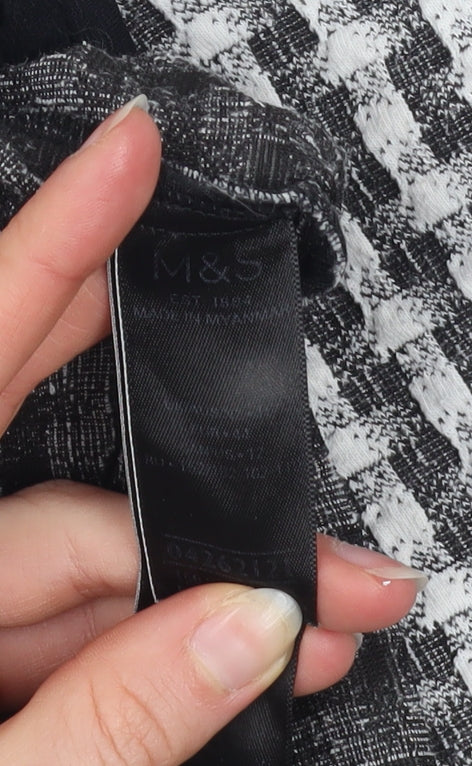 Marks and Spencer Women's Black Check Tweed Blazer Size 14