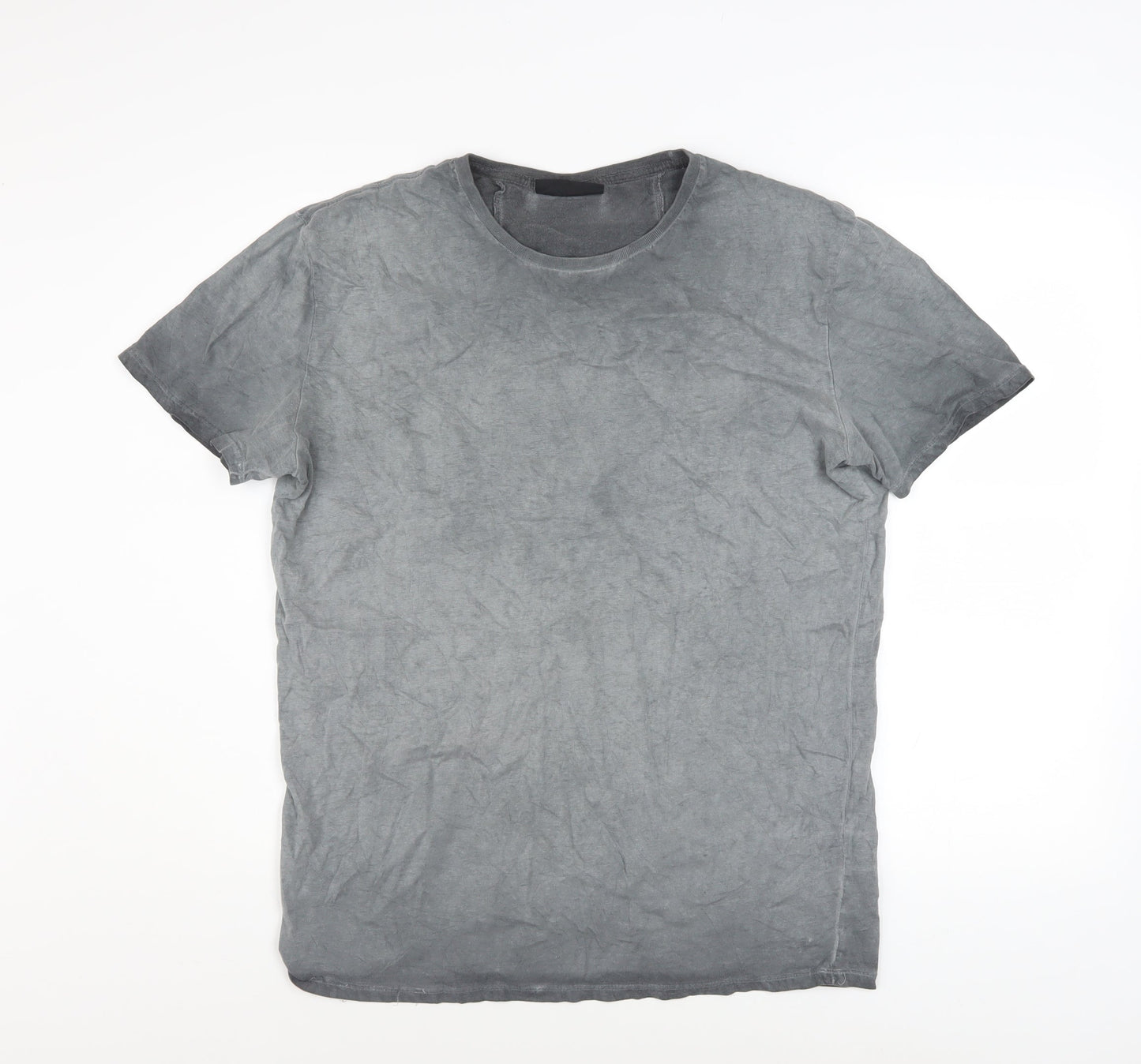 Gasoline Men's Grey Cotton Crew Neck Short Sleeve T-Shirt L
