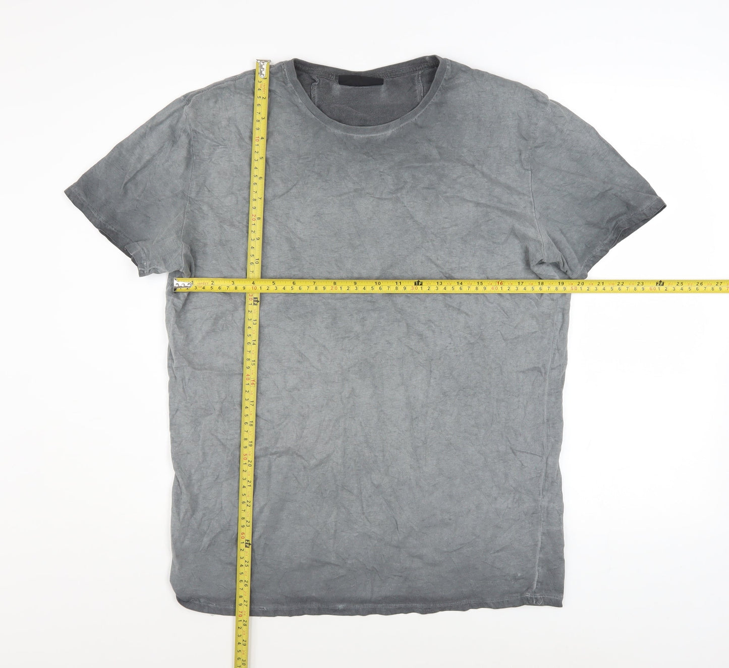 Gasoline Men's Grey Cotton Crew Neck Short Sleeve T-Shirt L