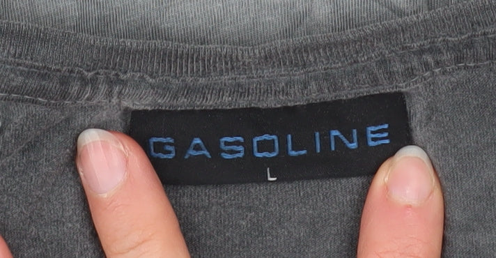 Gasoline Men's Grey Cotton Crew Neck Short Sleeve T-Shirt L