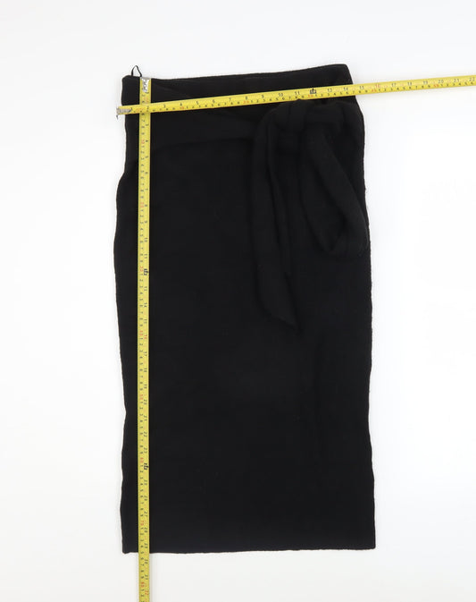 Great Plains Women Black Size 10 Knit Wrap Midi Skirt