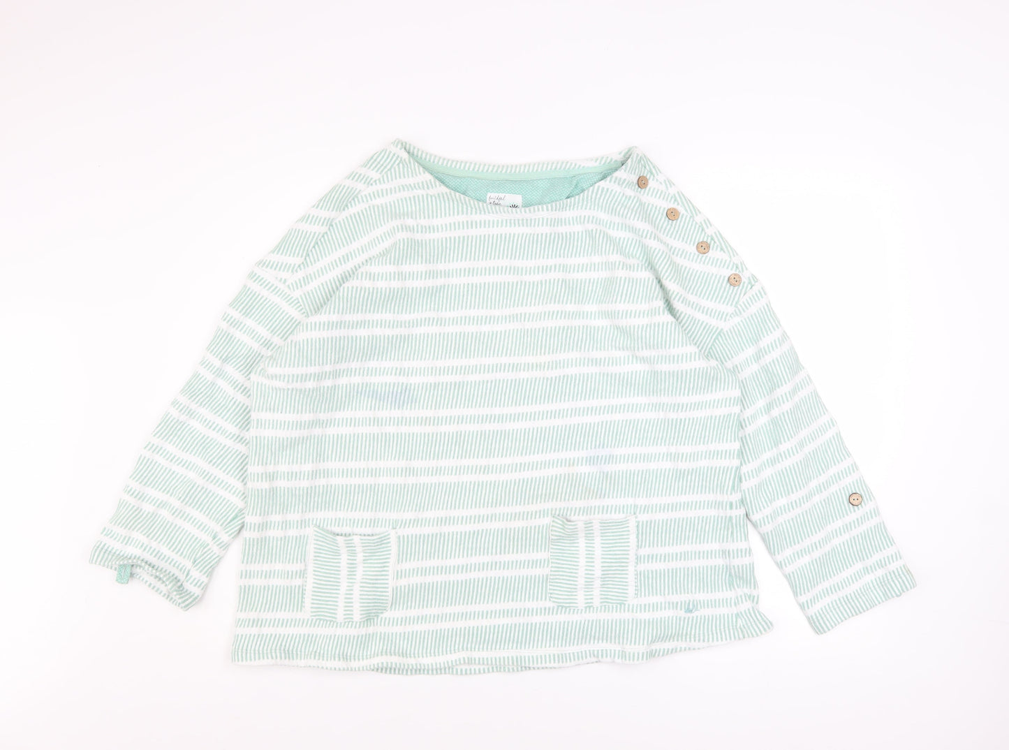 Mantaray Women Green White Stripe Pullover Sweatshirt Size 20