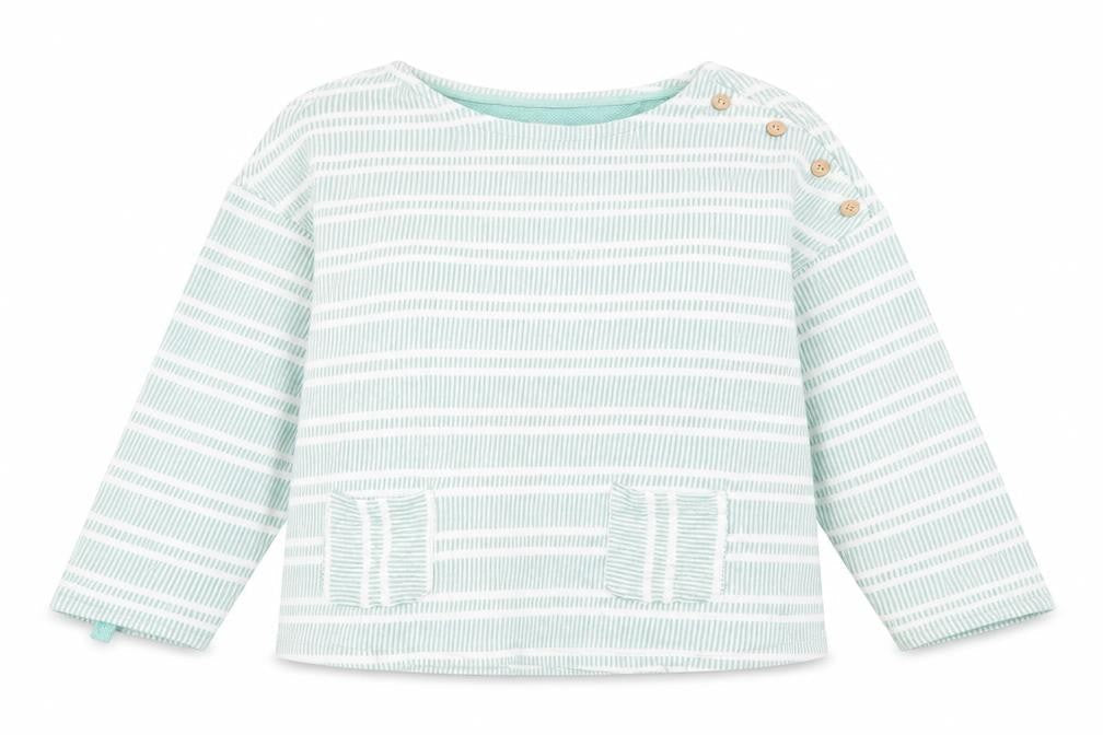 Mantaray Women Green White Stripe Pullover Sweatshirt Size 20