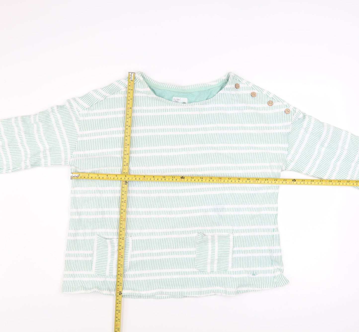 Mantaray Women Green White Stripe Pullover Sweatshirt Size 20