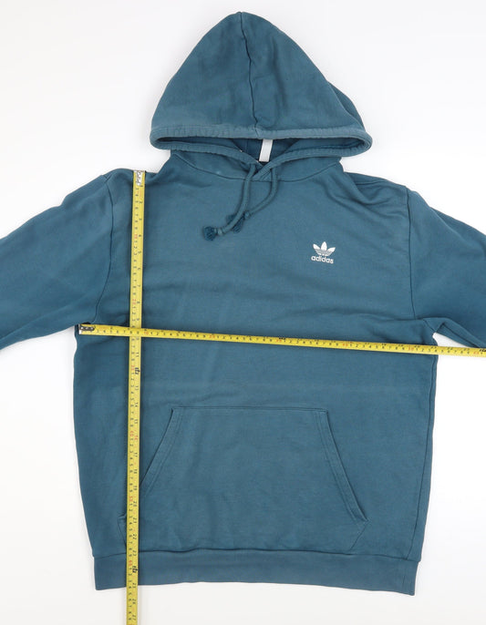 Adidas Mens Blue Pullover Hoodie L Cotton Classic Logo