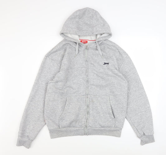 Slazenger Men's Grey L Basic Hooded Zip Jacket Fleece Lined