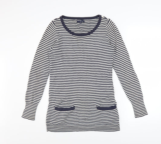 Gap Women’s Blue Striped Scoop Neck Cotton Knit Long Sleeve Jumper Size S