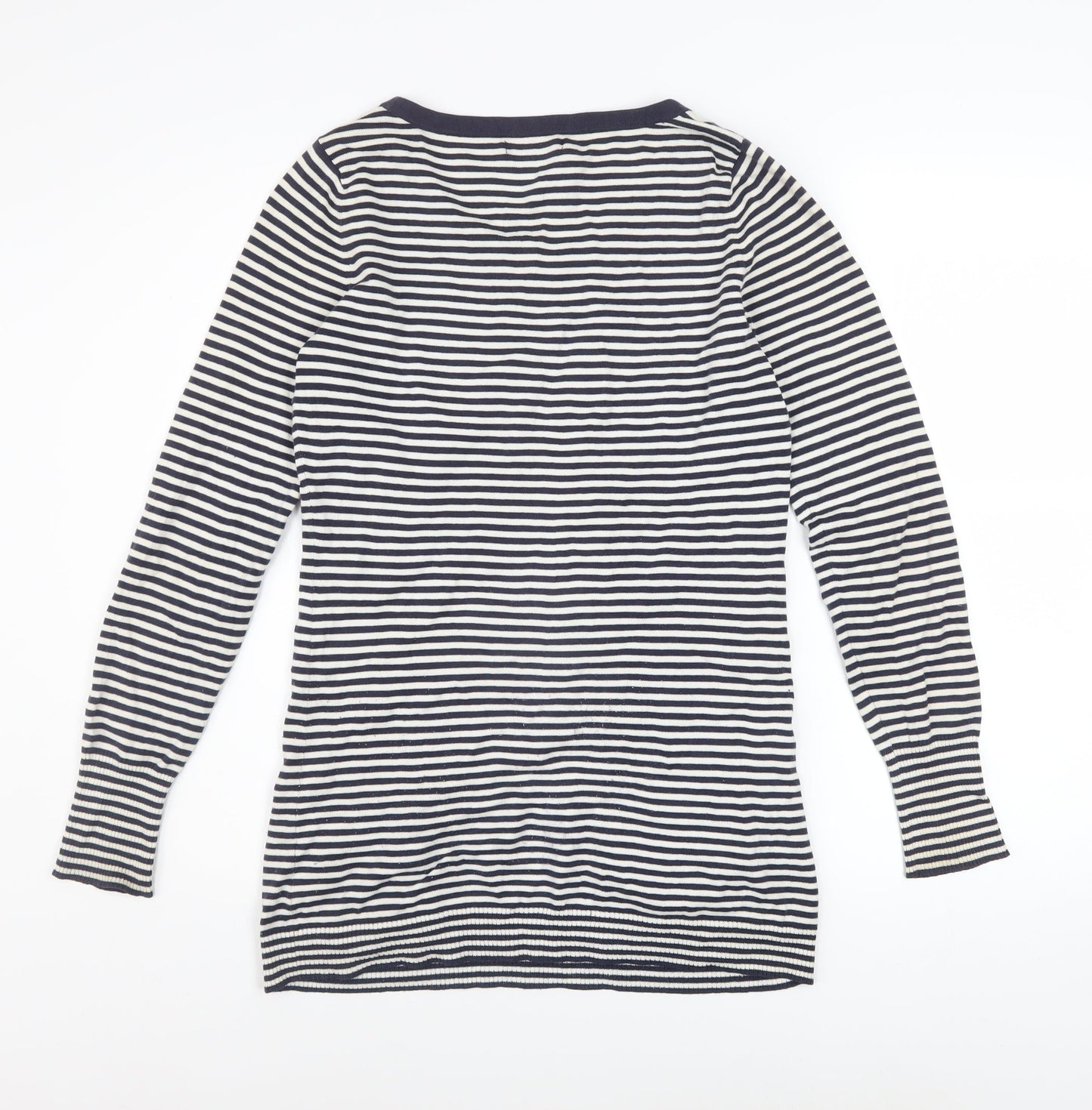 Gap Women’s Blue Striped Scoop Neck Cotton Knit Long Sleeve Jumper Size S