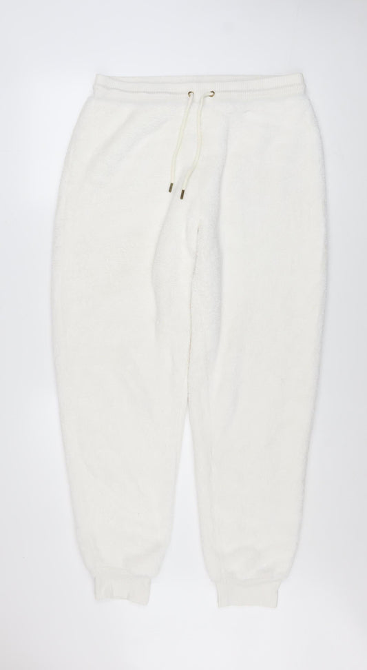 Marks and Spencer Womens White M Jogger Sweatpants Fleece Trousers