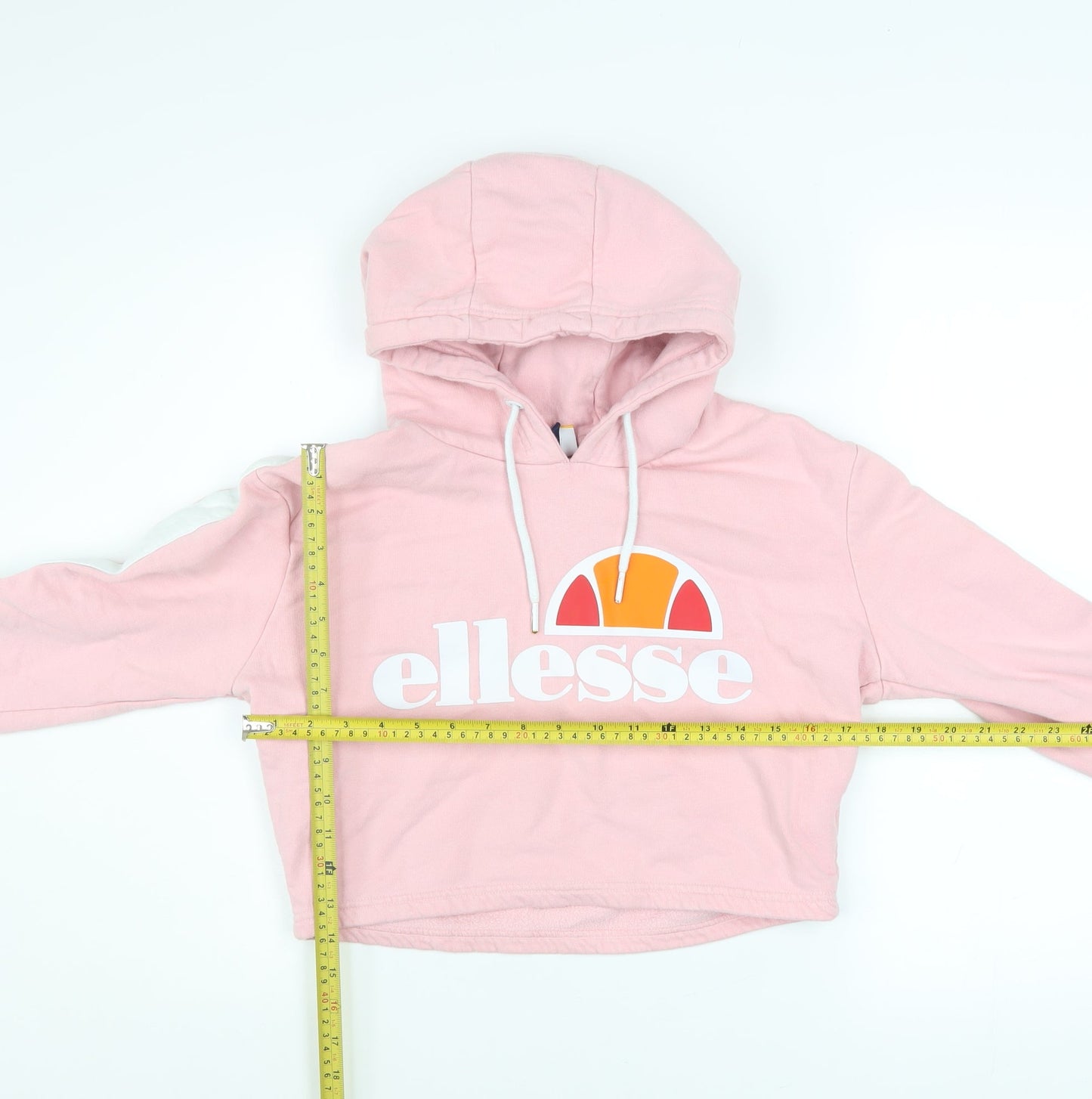 Ellesse Womens Pink Cropped Hoodie UK 10 Pullover Logo Sweatshirt