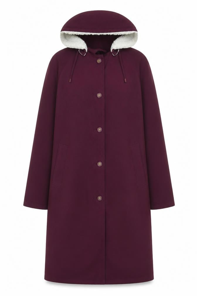 Amalina Women's Purple Hooded Long Button Coat Size 16