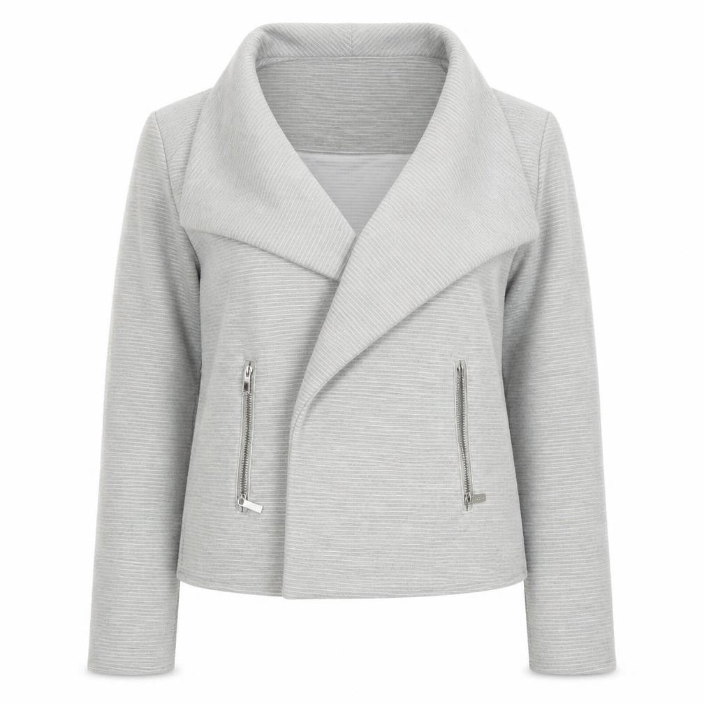 Episode Women's Grey Cropped Biker Jacket Size S Polyester Blend