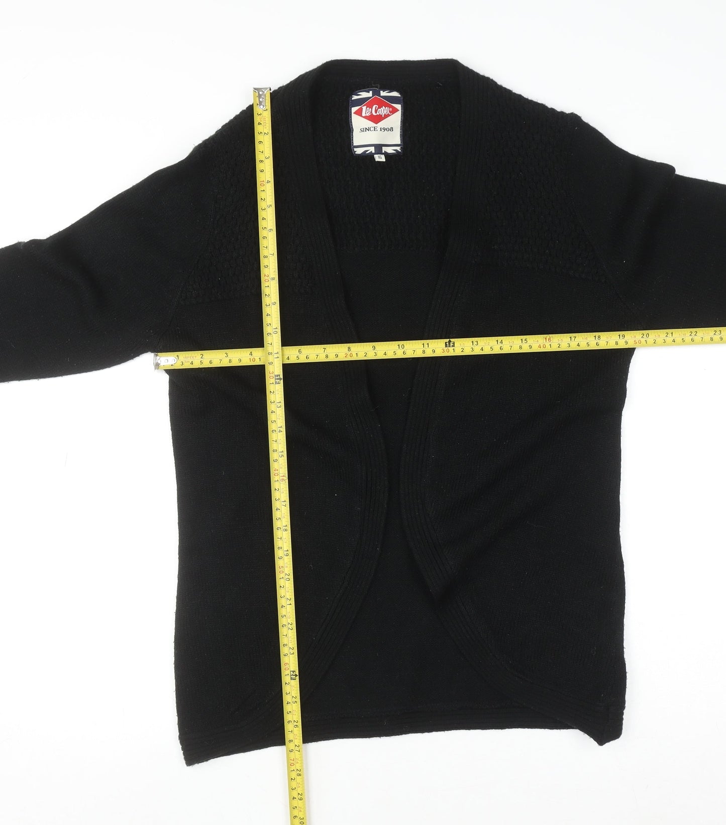 Lee Cooper Women's Black Size 16 Knit Long Sleeve Open Cardigan