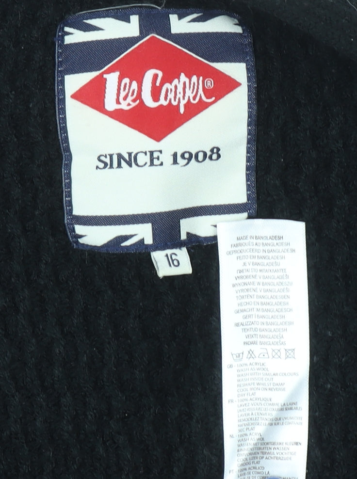 Lee Cooper Women's Black Size 16 Knit Long Sleeve Open Cardigan