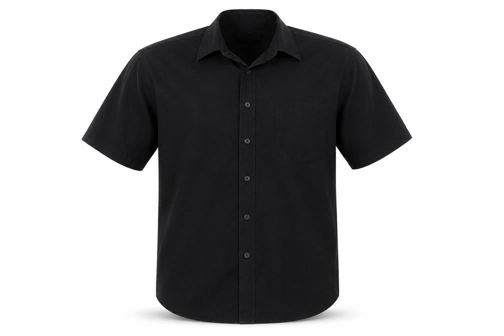 Marks and Spencer Men's Black Tailored Short Sleeve Button-Up Shirt 17/43