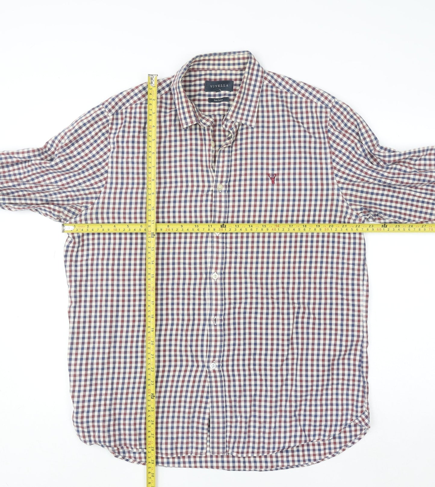 Viyella Men's Multicoloured Checked Cotton Button-Down Shirt Size L