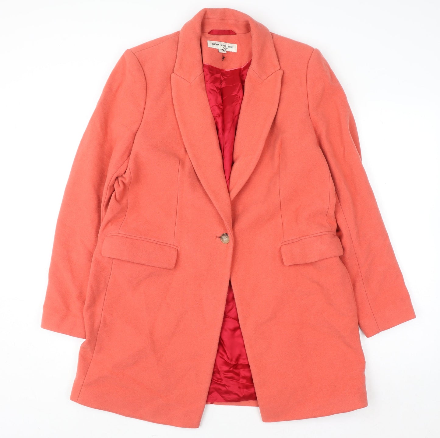 Reiss Women’s Orange Wool Blend Mid-Length Overcoat Size M