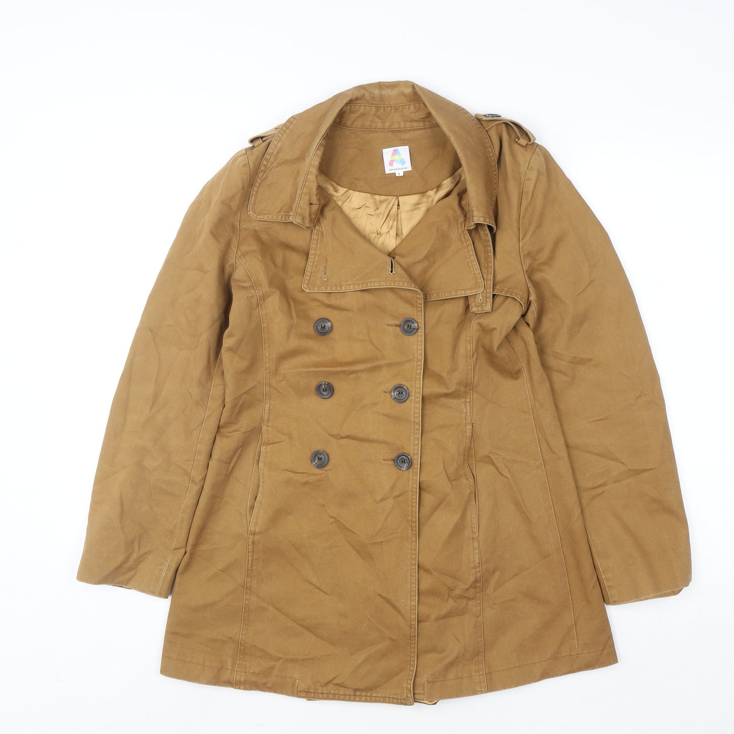 A for Arcade Womens Brown L Trench Coat Cotton Twill Mid-Length
