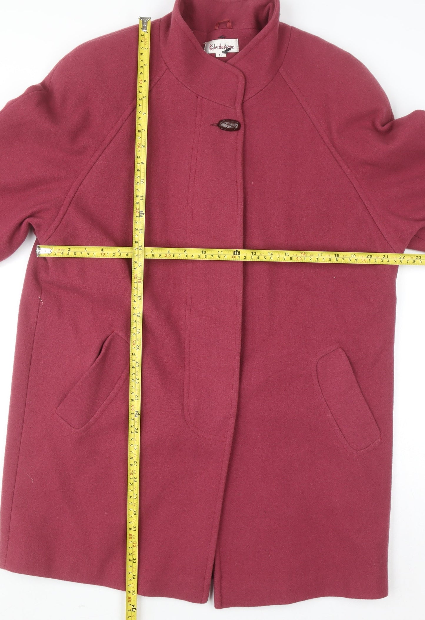 Kaleidoscope Women's Purple Wool Mid-Length Overcoat Size 12