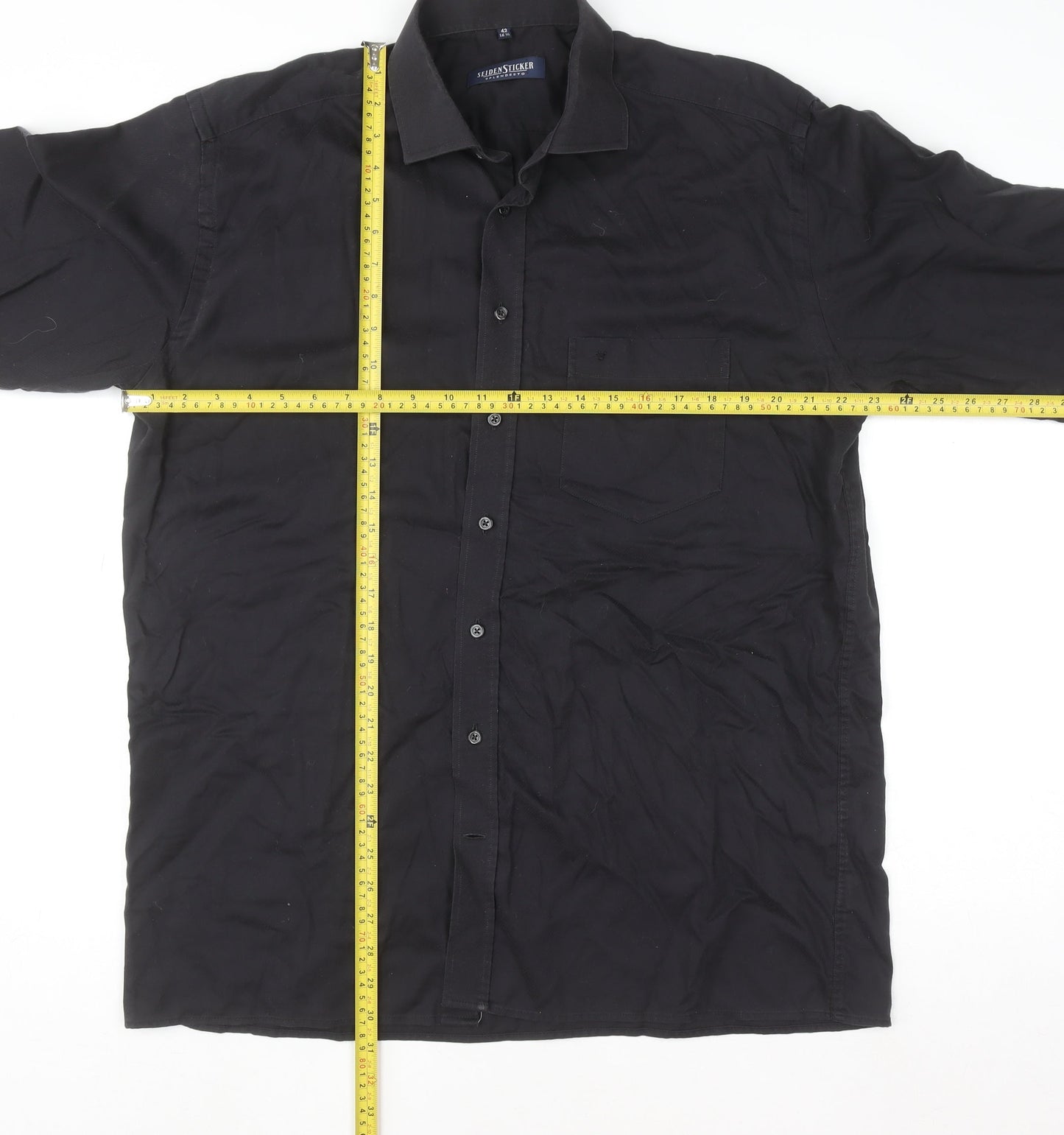 Seidensticker Men’s Black 16.5in Cotton Long Sleeve Button-Up Shirt