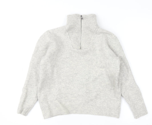 Lincoln Boys Grey Lambswool 1/2 Zip Jumper L Warm Winter Knit