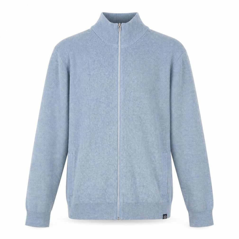 Marks and Spencer Men's Blue Full Zip High Neck Knit Jumper M