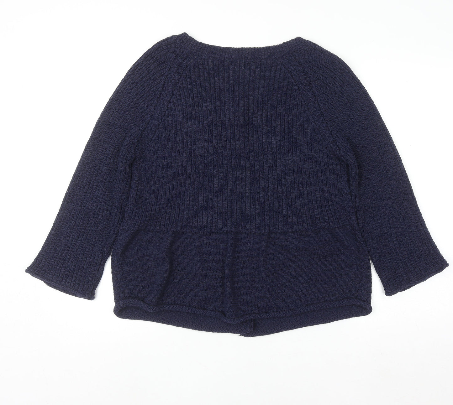 Precis Womens Blue Knit 3/4 Sleeve Cardigan L
