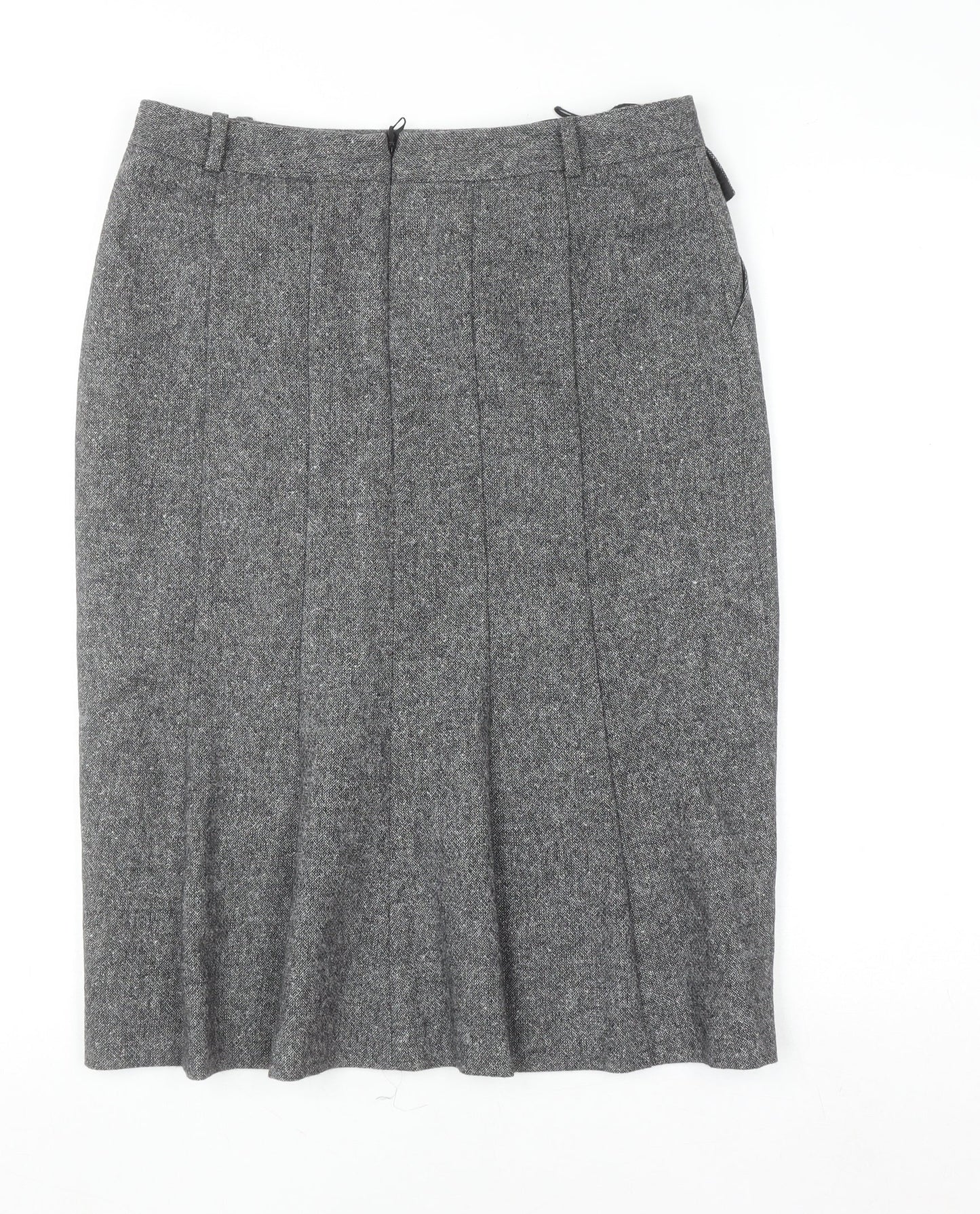 Next Women Grey Wool Tweed Pencil Skirt Size 10 Knee Length Workwear