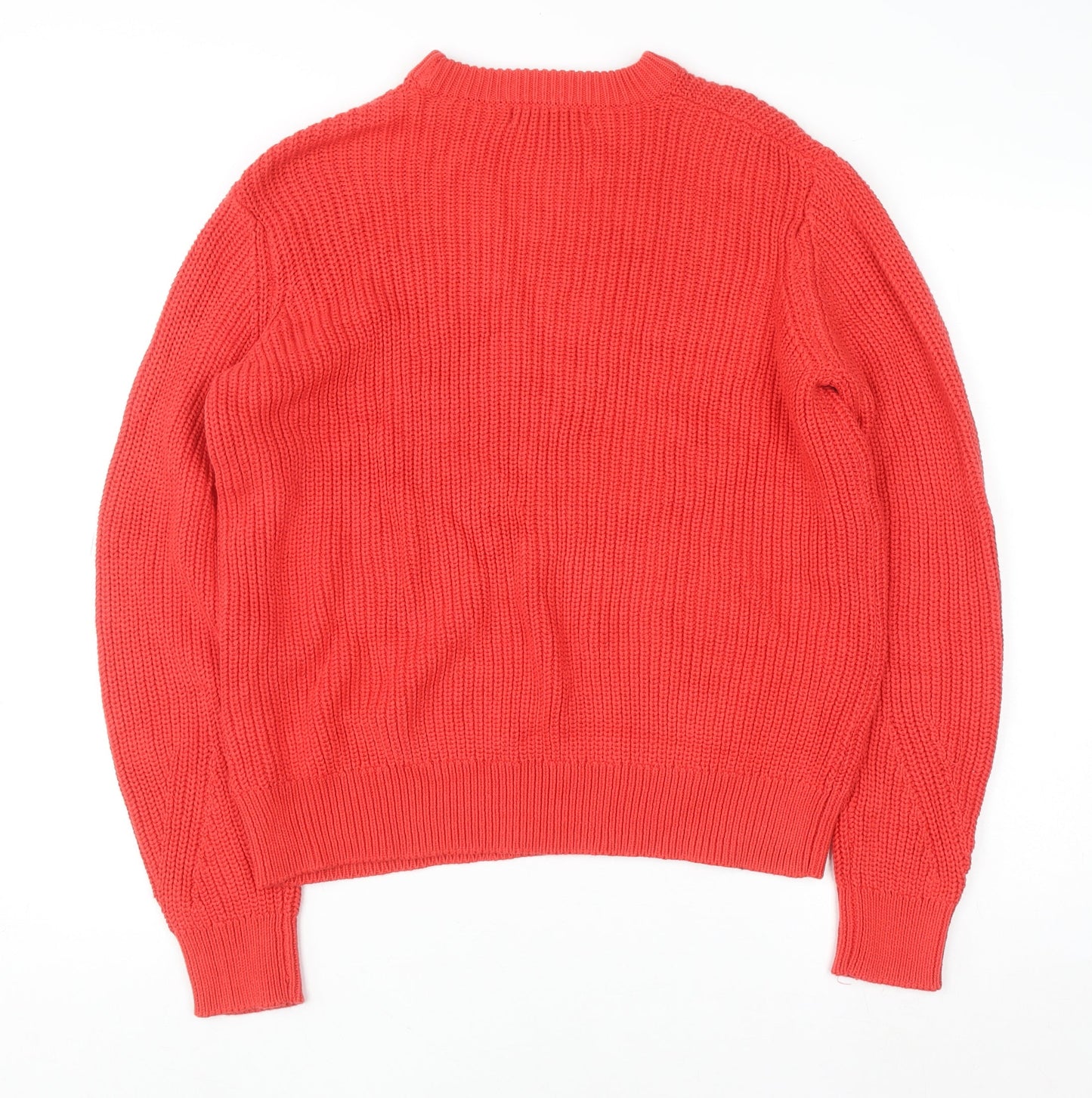 Marks and Spencer Women Bright Red Cotton Cable-Knit Crew Neck Jumper Size M