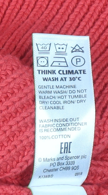 Marks and Spencer Women Bright Red Cotton Cable-Knit Crew Neck Jumper Size M