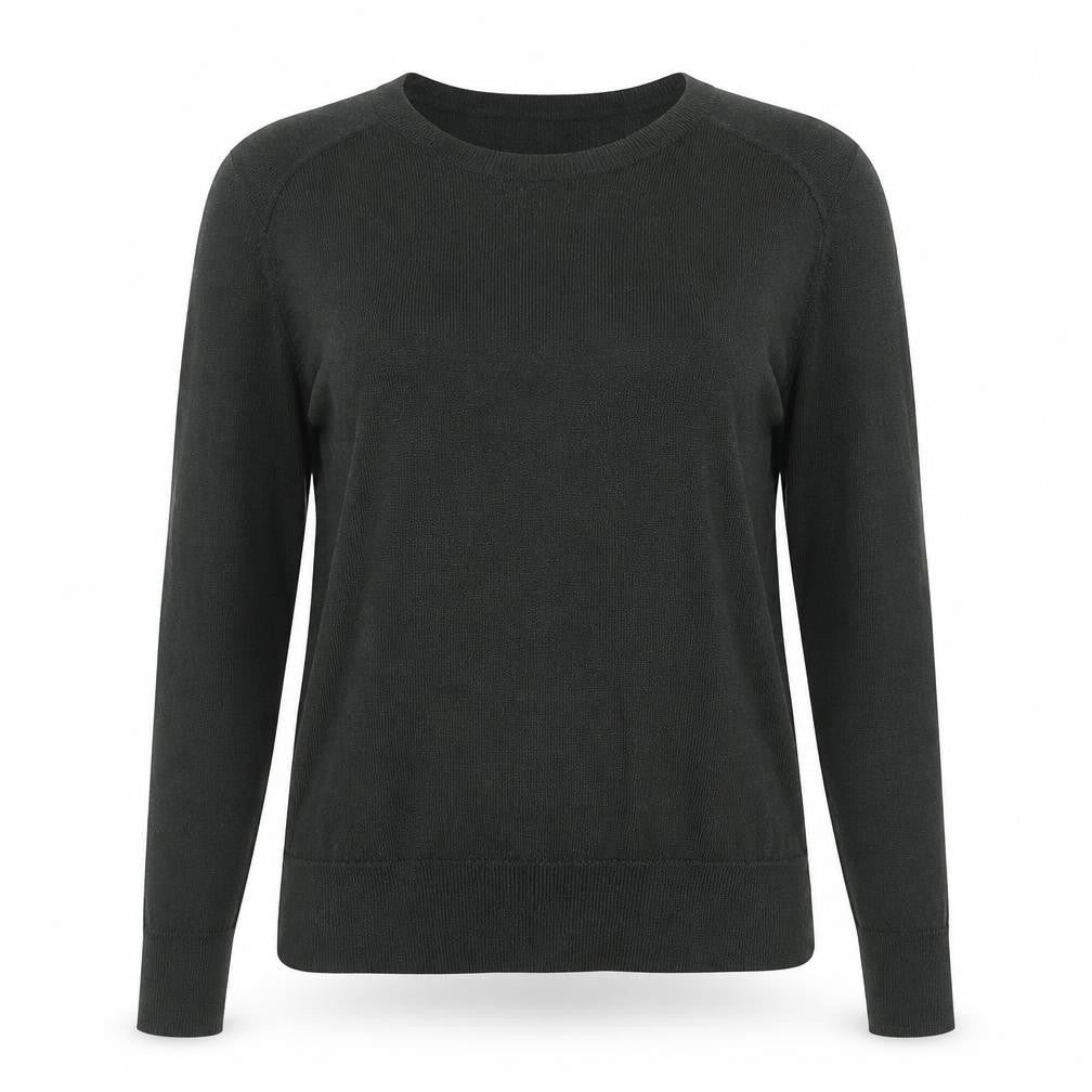 Uniqlo Women Black Wool V-Neck Jumper Size S Long Sleeve Knit