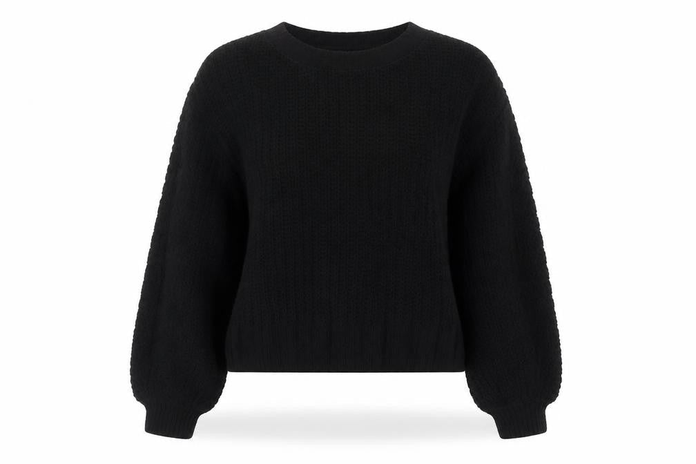 H&M Women’s Black Chunky Knit Crew Neck Long Sleeve Jumper Size 12
