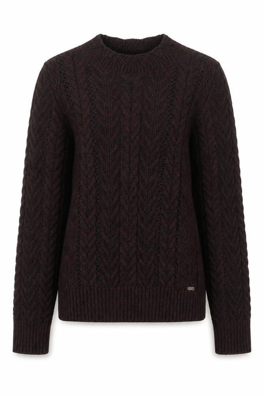 Superdry Womens Brown Cable-Knit Pullover Jumper Size S